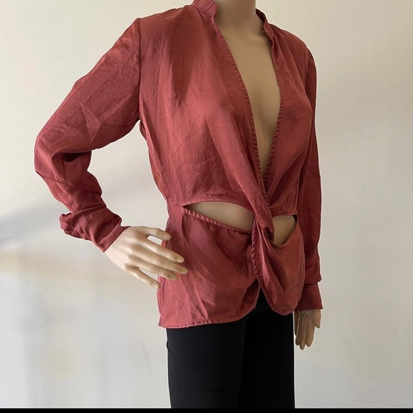 Cutout Asymmetrical Long Sleeve Blouse Size S - Picture 8 of 12